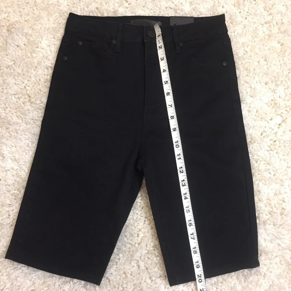 Leith High Rise Stretch Denim Long Biker Shorts 25